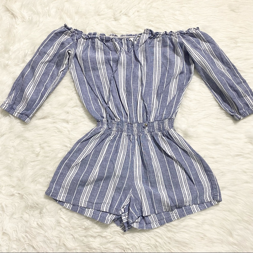 GBG Off The Shoulder Striped Romper - Picture 1 of 6